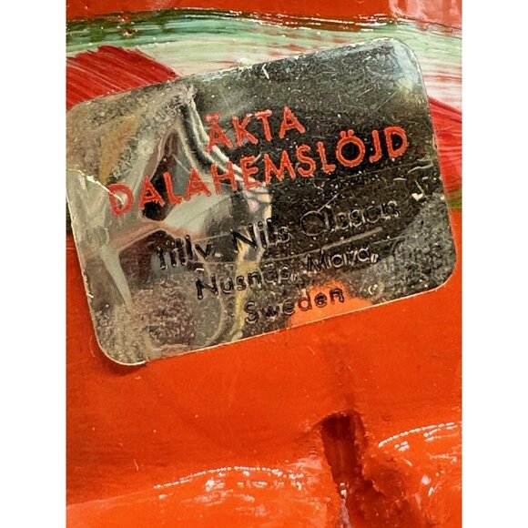 Vintage Nils Olsson Dala Red Orange Wood Horse Sweden Hand Crafted 4 inch - Picture 7 of 8